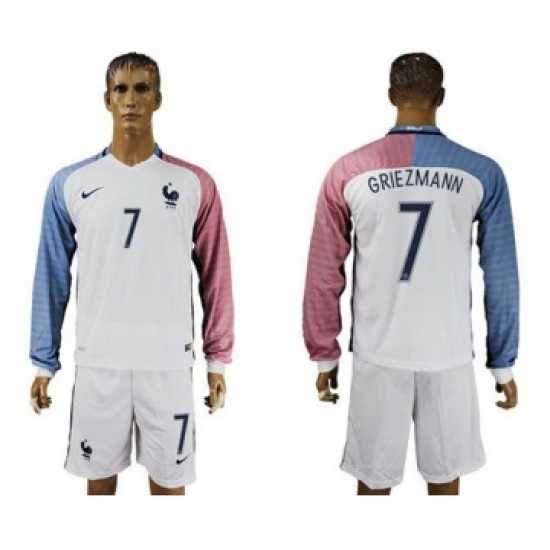 France 7 Griezmann Away Long Sleeves Soccer Country Jersey