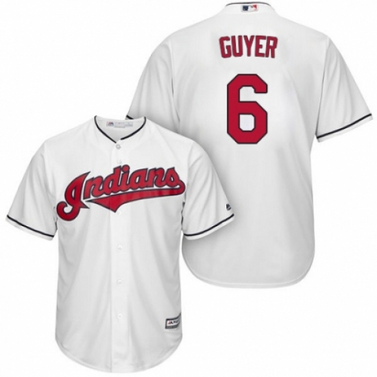Youth Majestic Cleveland Indians 6 Brandon Guyer Authentic White Home Cool Base MLB Jersey