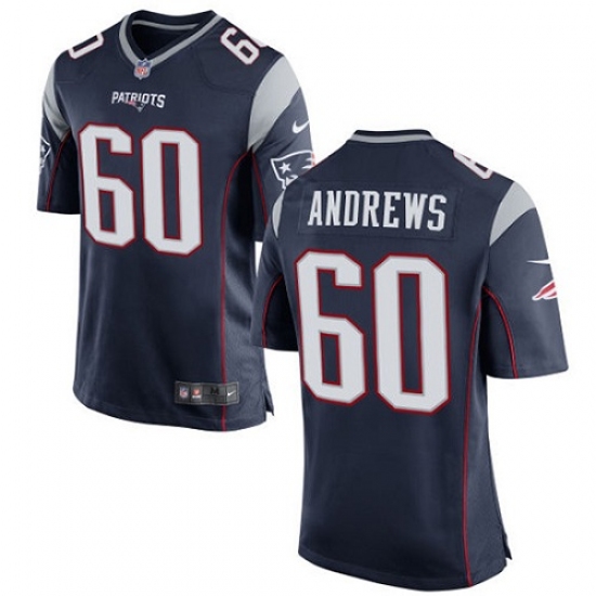 Men's Nike New England Patriots 60 David Andrews Game Navy Blue Team Color NFL Jersey