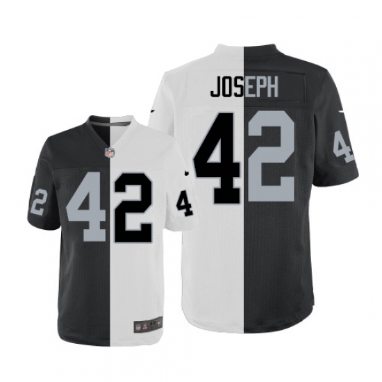 Men's Nike Oakland Raiders 42 Karl Joseph Elite Black/White Split Fashion NFL Jersey