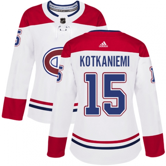 Women's Adidas Montreal Canadiens 15 Jesperi Kotkaniemi Authentic White Away NHL Jersey