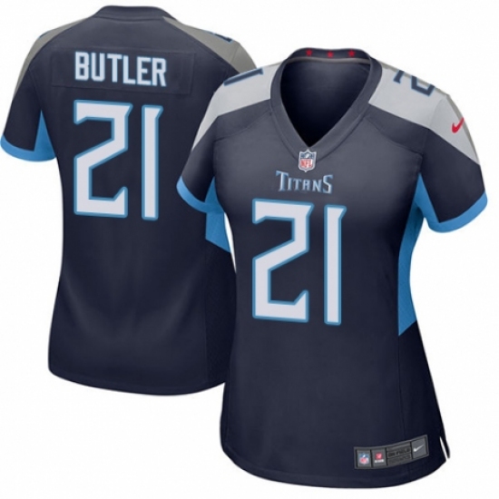 Women's Nike Tennessee Titans 21 Malcolm Butler Game Navy Blue Team Color NFL Jersey