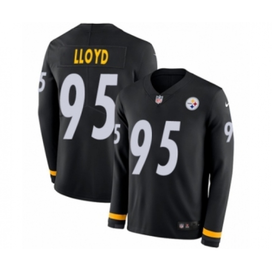 Youth Nike Pittsburgh Steelers 95 Greg Lloyd Limited Black Therma Long Sleeve NFL Jersey