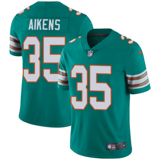 Men's Nike Miami Dolphins 35 Walt Aikens Aqua Green Alternate Vapor Untouchable Limited Player NFL Jersey