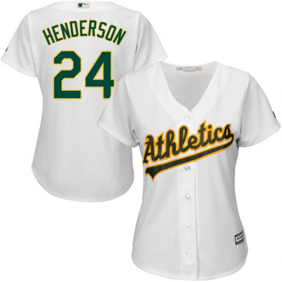 Women's Majestic Oakland Athletics 24 Rickey Henderson Replica White Home Cool Base MLB Jersey
