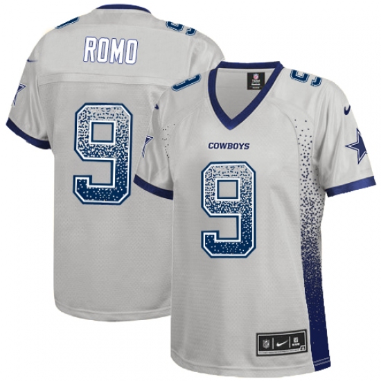 Women's Nike Dallas Cowboys 9 Tony Romo Elite Grey Drift Fashion NFL Jersey