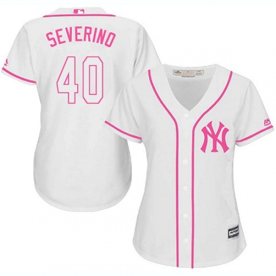 Women's Majestic New York Yankees 40 Luis Severino Authentic White Fashion Cool Base MLB Jersey
