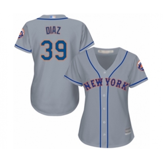 Women's New York Mets 39 Edwin Diaz Authentic Grey Road Cool Base Baseball Jersey