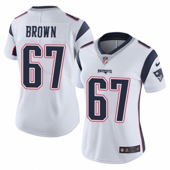 Women's Nike New England Patriots 67 Trent Brown White Vapor Untouchable Limited Player NFL Jersey
