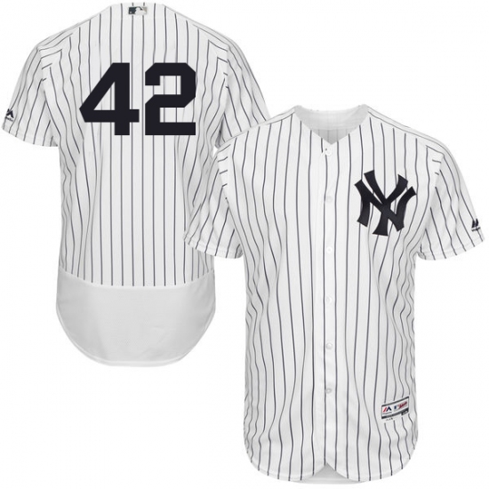 Men's Majestic New York Yankees 42 Mariano Rivera White Home Flex Base Authentic Collection MLB Jersey