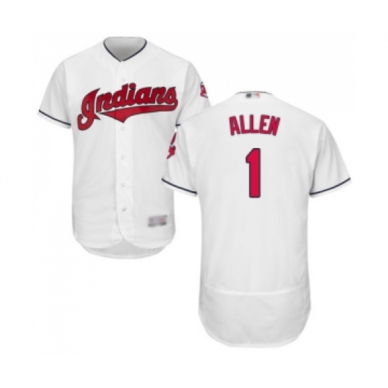 Men's Cleveland Indians 1 Greg Allen White Home Flex Base Authentic Collection Baseball Jersey