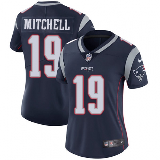 Women's Nike New England Patriots 19 Malcolm Mitchell Navy Blue Team Color Vapor Untouchable Limited Player NFL Jersey