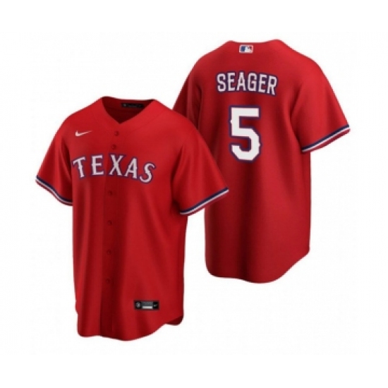 Men's Texas Rangers 5 Corey Seager Red Cool Base Stitched Baseball Jersey
