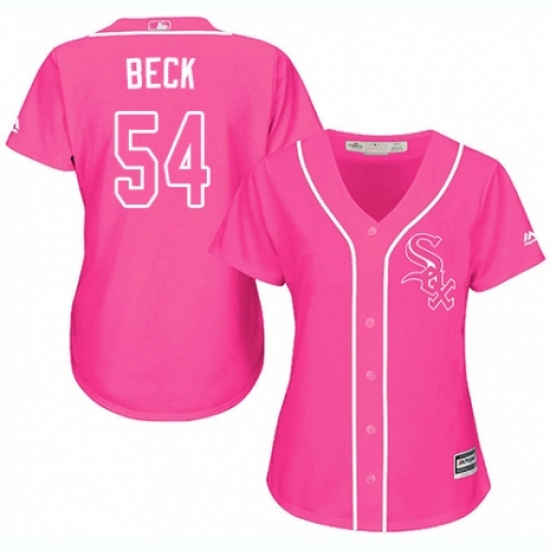 Women's Majestic Chicago White Sox 54 Chris Beck Authentic Pink Fashion Cool Base MLB Jersey