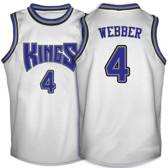 Men's Adidas Sacramento Kings 4 Chris Webber Authentic White Throwback NBA Jersey