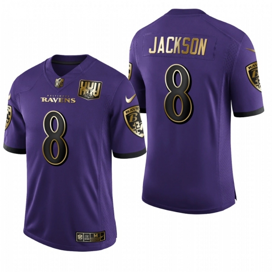 Men's Baltimore Ravens 8 Lamar Jackson Limited Olive Gold Football Jersey