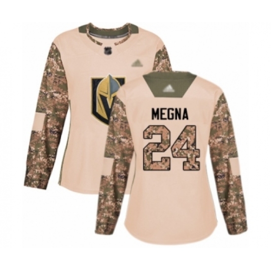 Women's Vegas Golden Knights 24 Jaycob Megna Authentic Camo Veterans Day Practice Hockey Jersey