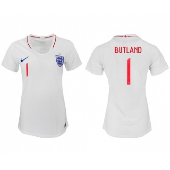 Women's England 1 Butland Home Soccer Country Jersey