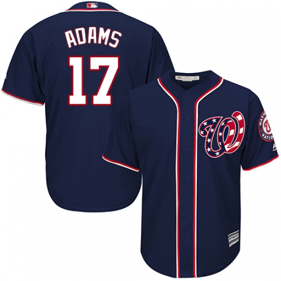 Youth Majestic Washington Nationals 17 Matt Adams Authentic Navy Blue Alternate 2 Cool Base MLB Jersey