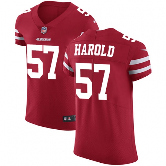 Men's Nike San Francisco 49ers 57 Eli Harold Red Team Color Vapor Untouchable Elite Player NFL Jersey