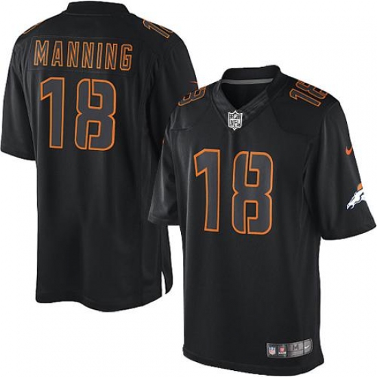 Men's Nike Denver Broncos 18 Peyton Manning Limited Black Impact NFL Jersey