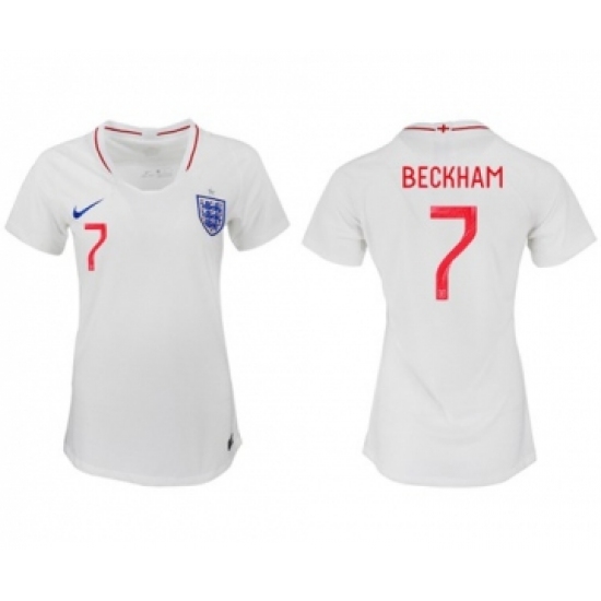 Women's England 7 Beckham Home Soccer Country Jersey