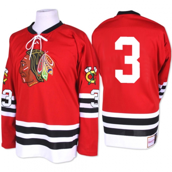 Men's Mitchell and Ness Chicago Blackhawks 3 Keith Magnuson Authentic Red 1960-61 Throwback NHL Jersey