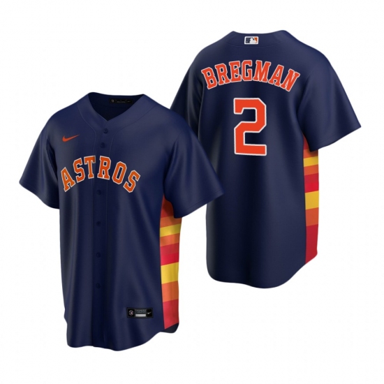 Men's Nike Houston Astros 2 Alex Bregman Navy Alternate Stitched Baseball Jersey