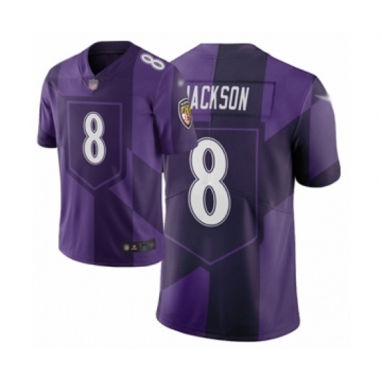 Women's Baltimore Ravens 8 Lamar Jackson Limited Purple City Edition Football Jersey