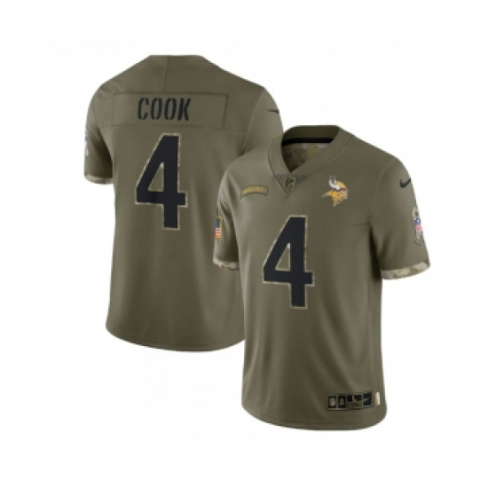 Men's Minnesota Vikings 4 Dalvin Cook 2022 Olive Salute To Service Limited Stitched Jersey