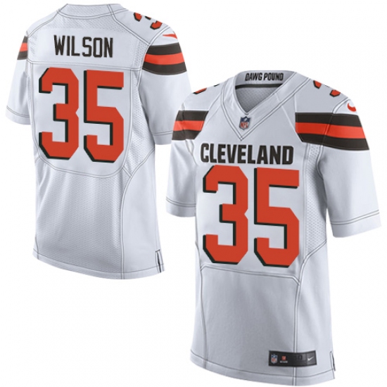 Men's Nike Cleveland Browns 35 Howard Wilson Elite White NFL Jersey