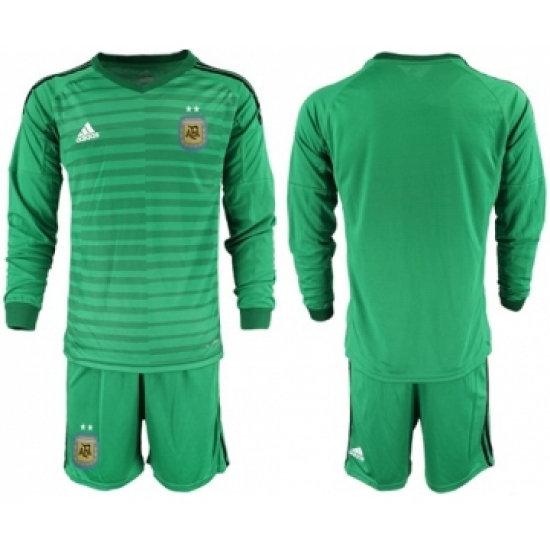 Argentina Blank Green Long Sleeves Goalkeeper Soccer Country Jersey