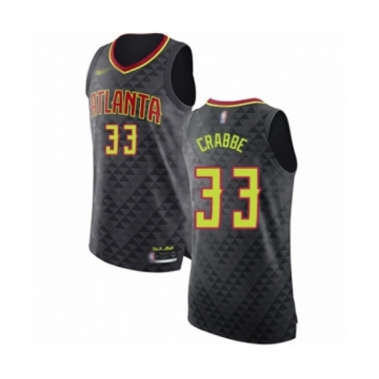 Men's Atlanta Hawks 33 Allen Crabbe Authentic Black Basketball Jersey - Icon Edition
