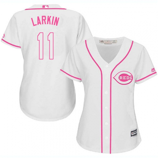 Women's Majestic Cincinnati Reds 11 Barry Larkin Authentic White Fashion Cool Base MLB Jersey