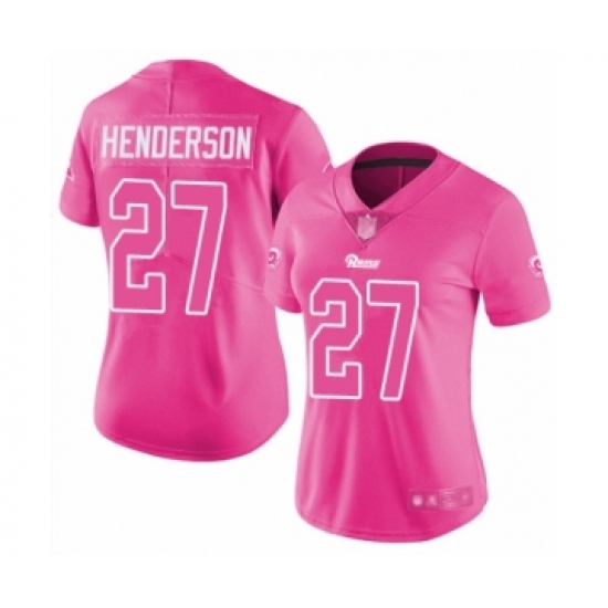 Women's Los Angeles Rams 27 Darrell Henderson Limited Pink Rush Fashion Football Jersey
