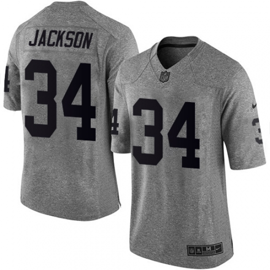Men's Nike Oakland Raiders 34 Bo Jackson Limited Gray Gridiron NFL Jersey