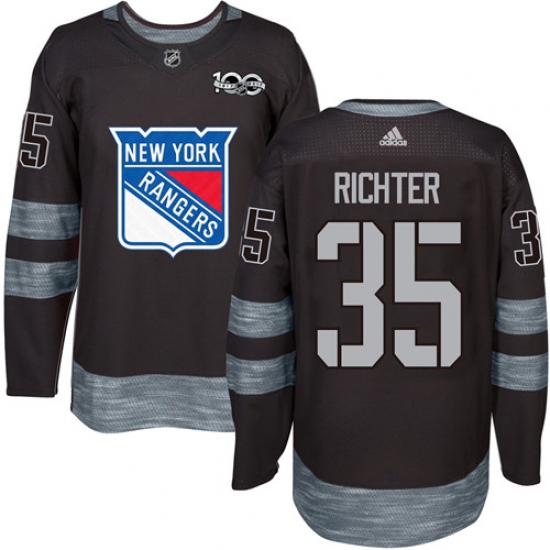 Men's Adidas New York Rangers 35 Mike Richter Authentic Black 1917-2017 100th Anniversary NHL Jersey
