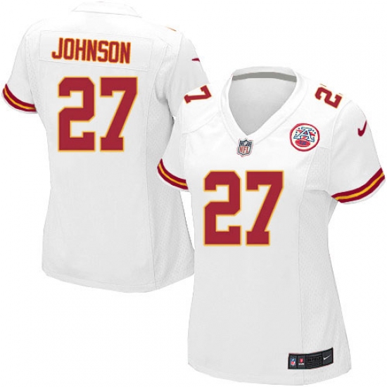 Women's Nike Kansas City Chiefs 27 Larry Johnson Game White NFL Jersey