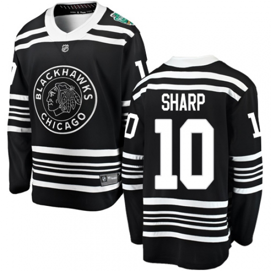 Men's Chicago Blackhawks 10 Patrick Sharp Black 2019 Winter Classic Fanatics Branded Breakaway NHL Jersey