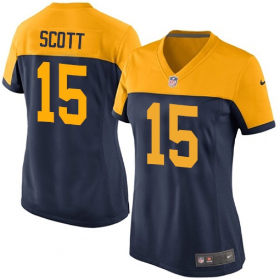 Women's Nike Green Bay Packers 15 JK Scott Limited Navy Blue Alternate NFL Jersey