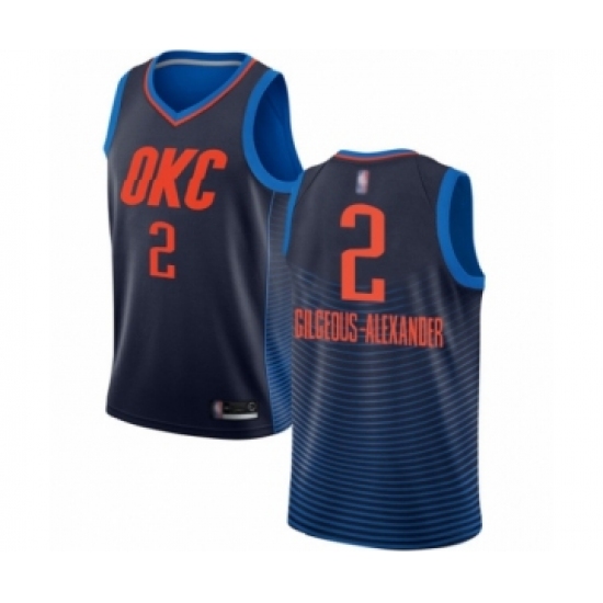 Men's Oklahoma City Thunder 2 Shai Gilgeous-Alexander Authentic Navy Blue Basketball Jersey Statement Edition