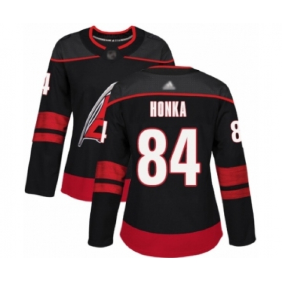 Women's Carolina Hurricanes 84 Anttoni Honka Authentic Black Alternate Hockey Jersey