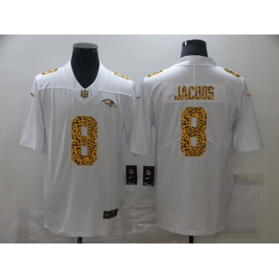 Men's Baltimore Ravens 8 Lamar Jackson White Nike Leopard Print Limited Jersey