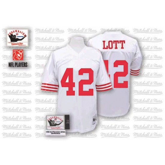 Mitchell and Ness San Francisco 49ers 42 Ronnie Lott Authentic White Throwback NFL Jersey