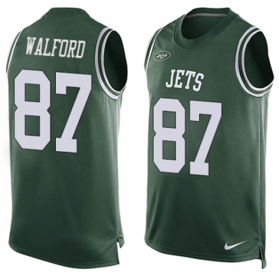 Men's Nike New York Jets 87 Clive Walford Limited Green Player Name & Number Tank Top NFL Jersey