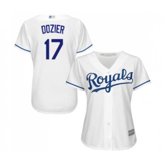 Women's Kansas City Royals 17 Hunter Dozier Replica White Home Cool Base Baseball Jersey