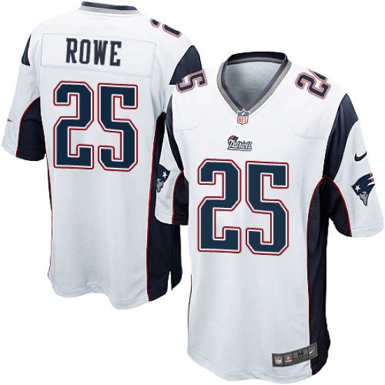 Men's Nike New England Patriots 25 Eric Rowe Game White NFL Jersey