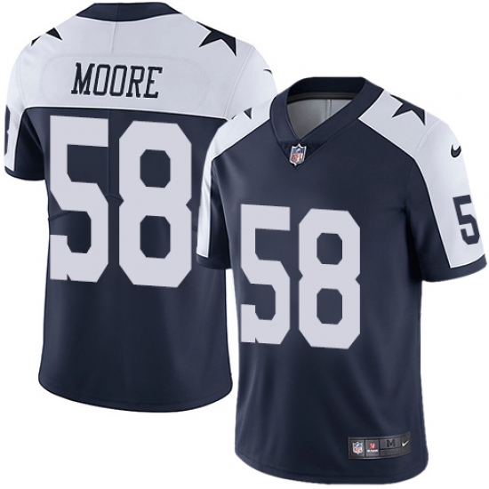 Men's Nike Dallas Cowboys 58 Damontre Moore Navy Blue Throwback Alternate Vapor Untouchable Limited Player NFL Jersey