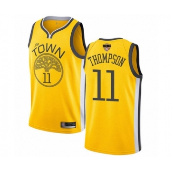Women's Golden State Warriors 11 Klay Thompson Yellow Swingman 2019 Basketball Finals Bound Jersey - Earned Edition