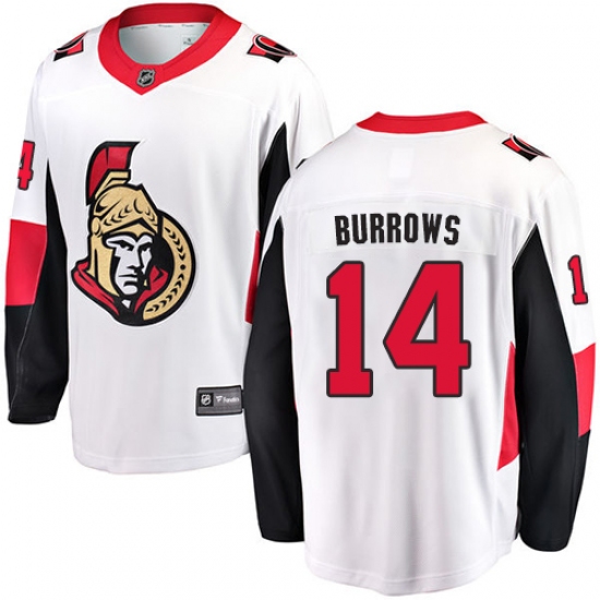 Men's Ottawa Senators 14 Alexandre Burrows Fanatics Branded White Away Breakaway NHL Jersey